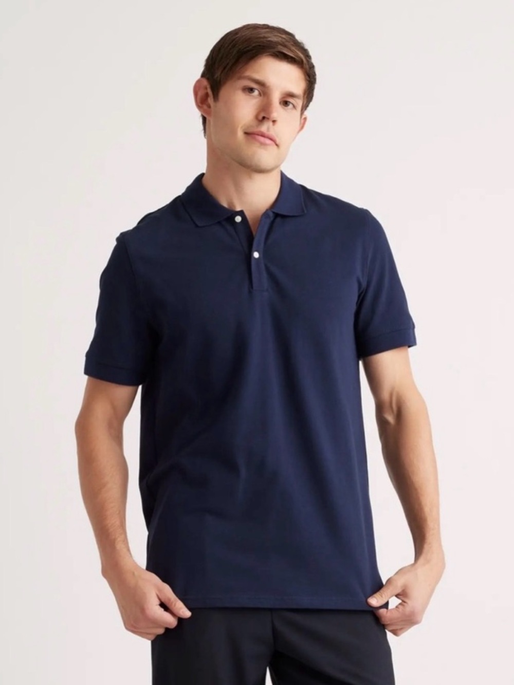 Quince Men’s Medium Navy Blue Short Sleeve Polo Shirt Classic Minimalist